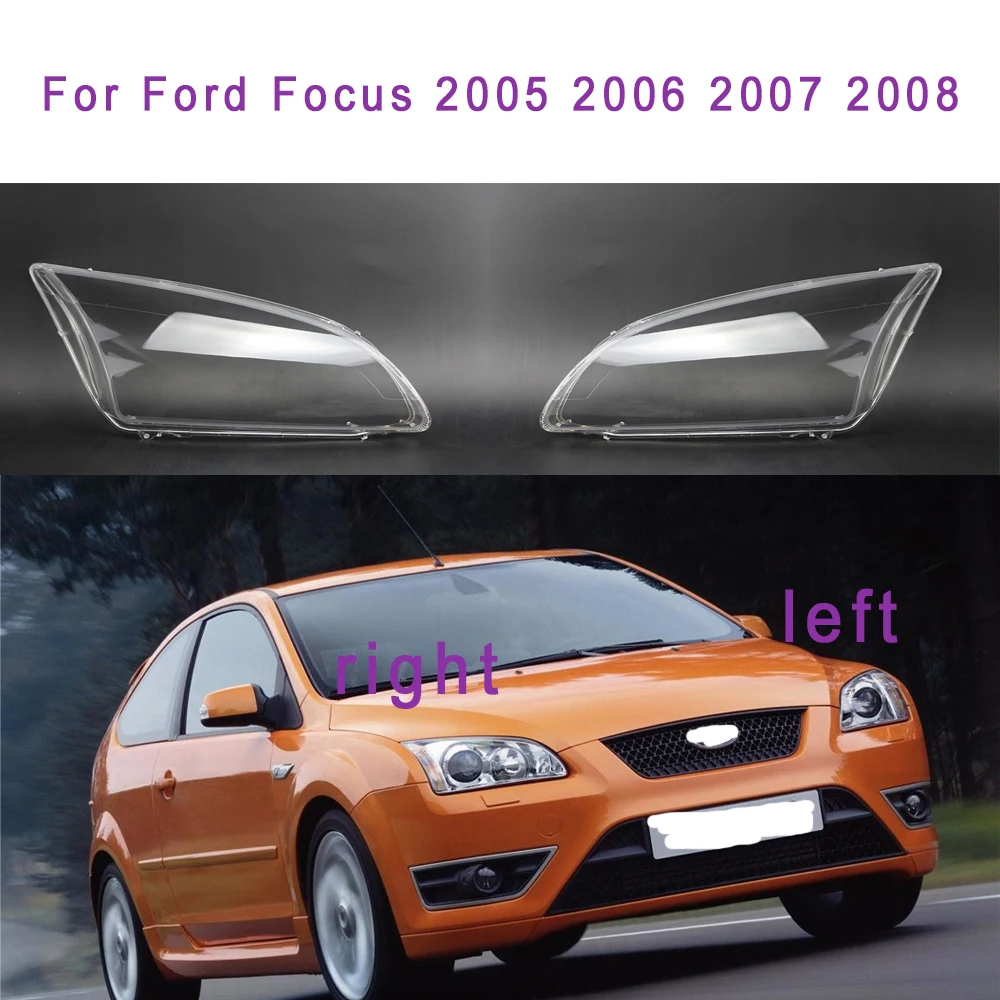 Car Front Headlight Lens Cover For Ford Focus 2005-2008 Left/Right Side Plexiglass Replace Lampshade Clear Lens Lamp Shell