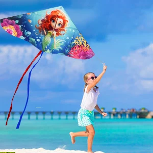 2024 NEW Outdoor Fun Sports  Mermaid Kite For Beginner Delta Kites For Kids And Adults  Come With String And Handle Easy To Fly