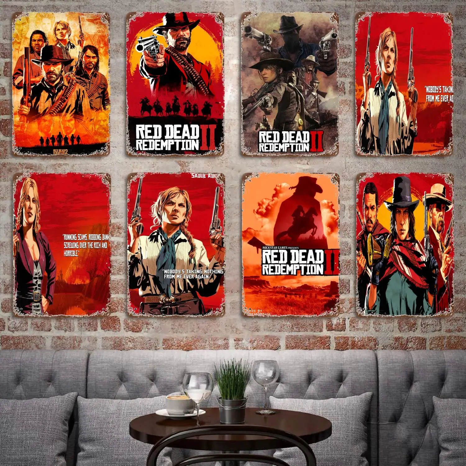 

Red Dead Redemption 2 metal Decor Poster Vintage Tin Sign Metal Sign Decorative Plaque for Pub Bar Man Cave Club Wall Decoration