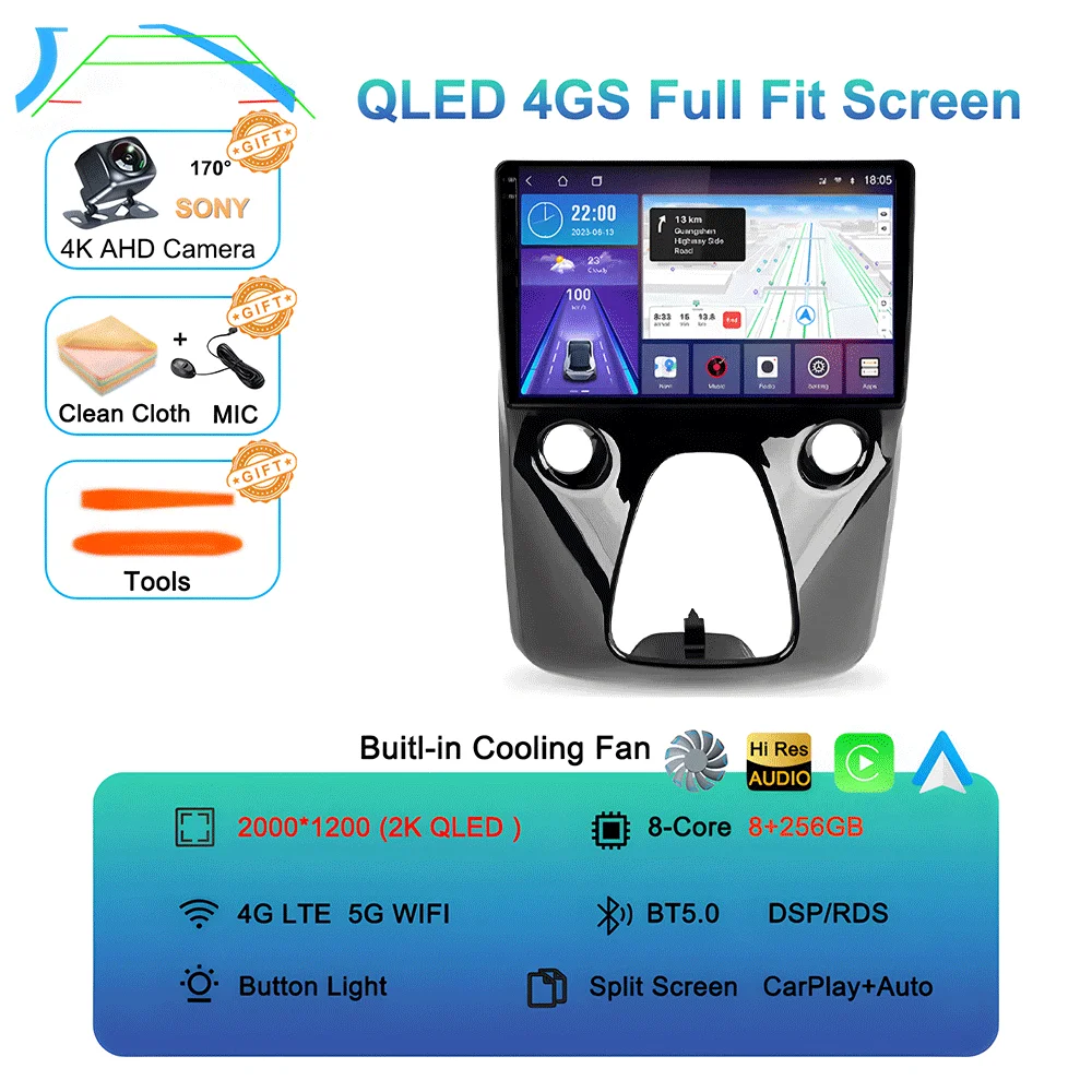For Toyota Aygo / Peugeot 108 / Citroen C1 2014+ Android 16 CarPlay Car Radio Multimedia Video Player GPS Navigation 2 Din image 3