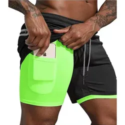 2024 NEW Men's Running Shorts Mens 2 in 1 Sports Shorts Male double-deck Quick Drying Sports men Shorts Jogging Gym Shorts men