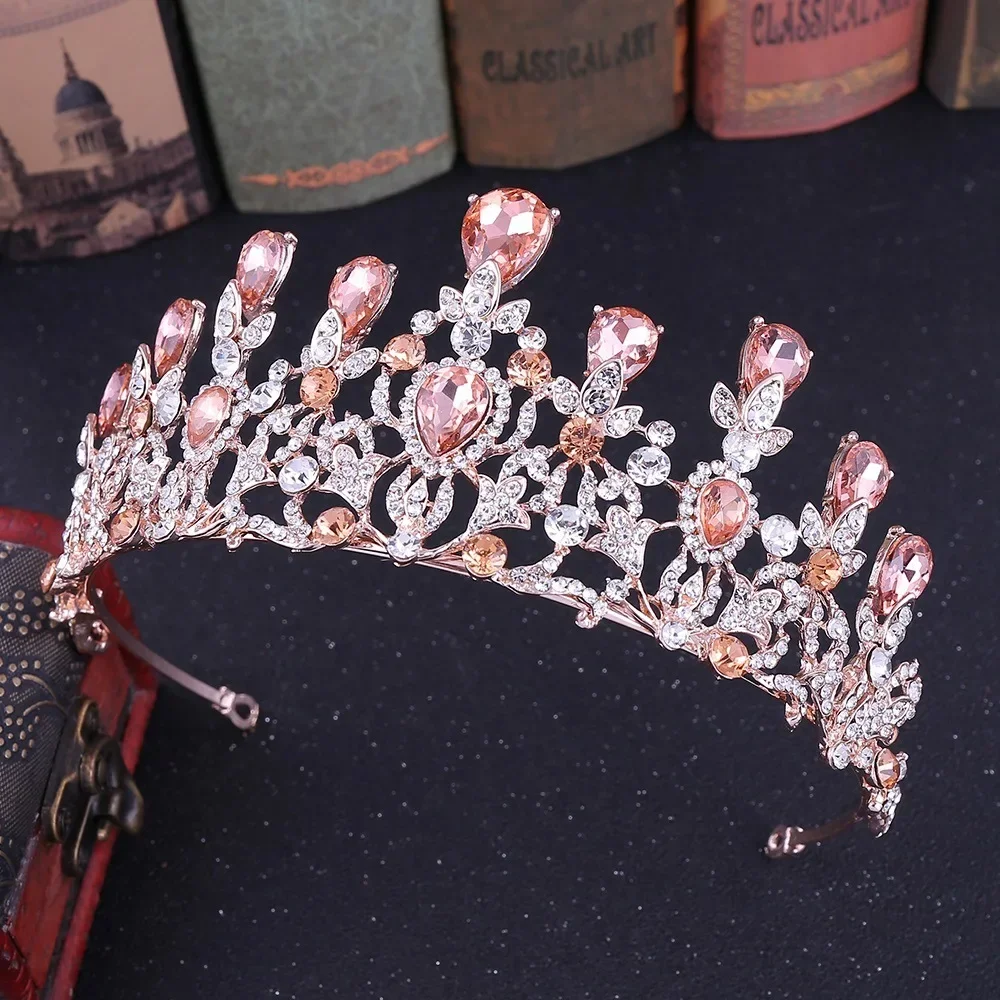 

A Multicolored Droplet Crystal Bridal Crown Headband Wedding Accessories