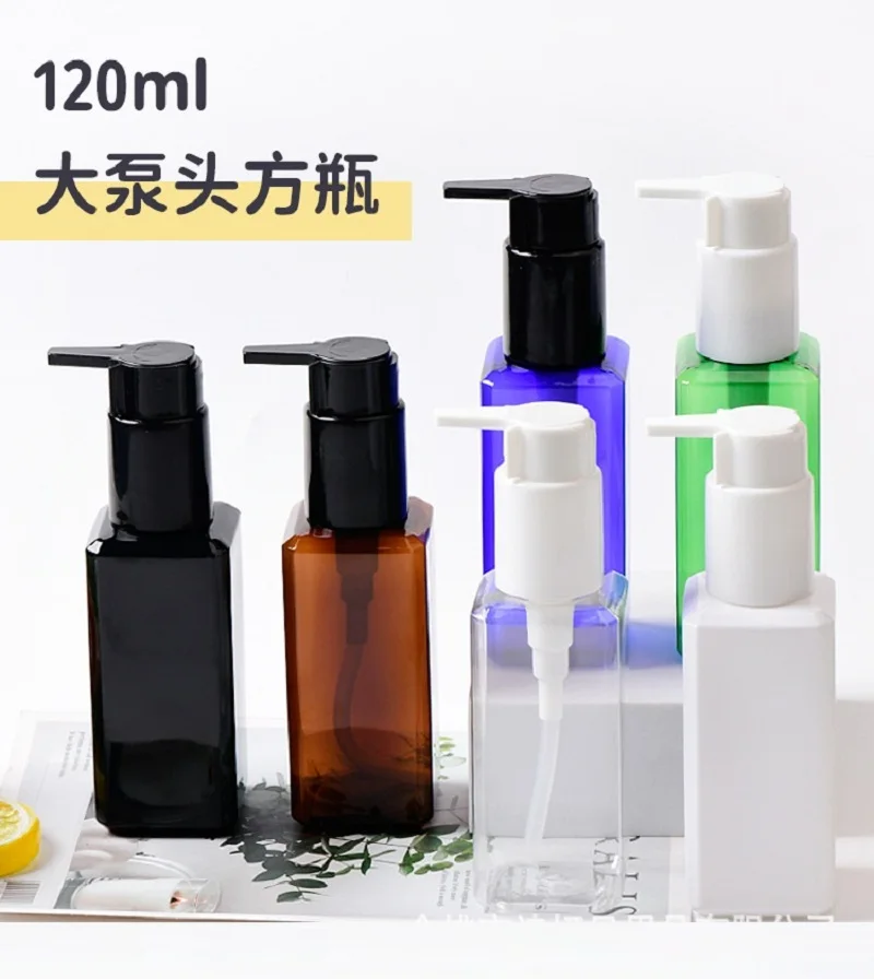 

120ml square plastic PET BOTTLE toilet water lotion emulsion serum essential toner skin care cosmetic packing