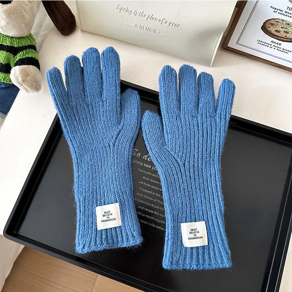 Candy Colored Knitted Gloves Touch Screen Student Winter Sweet Warm Gloves Woolen Solid Color Gloves Outdoor Windproof Mittens