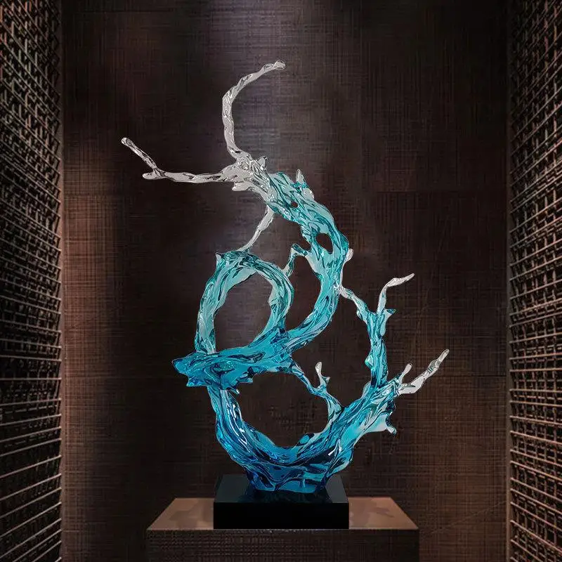

Modern simple wind and water ornament corridor porch living room TV cabinet decoration transparent resin wave sculpture