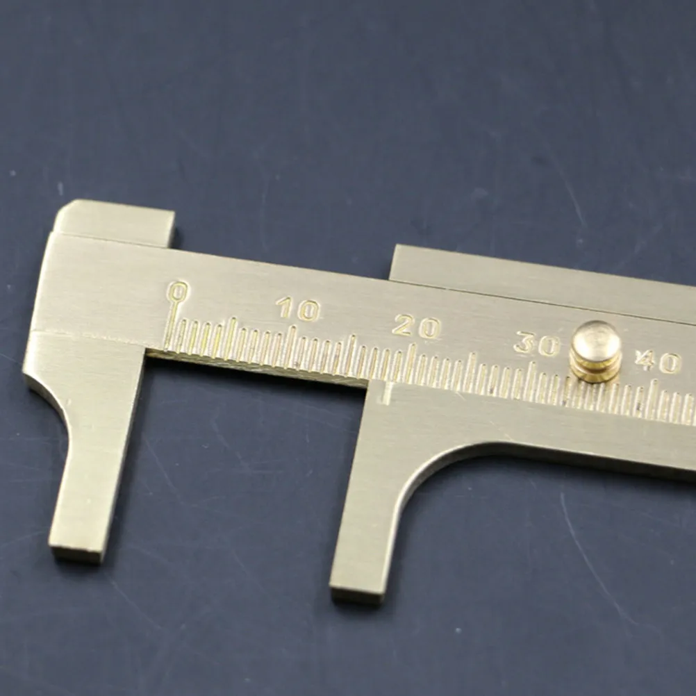 Brass Vernier Caliper Copper Mini Sliding Pocket Caliper Gold Color Measuring Gauge for Jewelry Pearls Gemstones