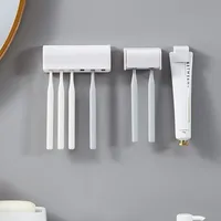 New Bathroom Toothbrush Holder Wall Mounted Toothpaste Rack Punch-free Tooth Brush Storage Holder Bathroom Accessories