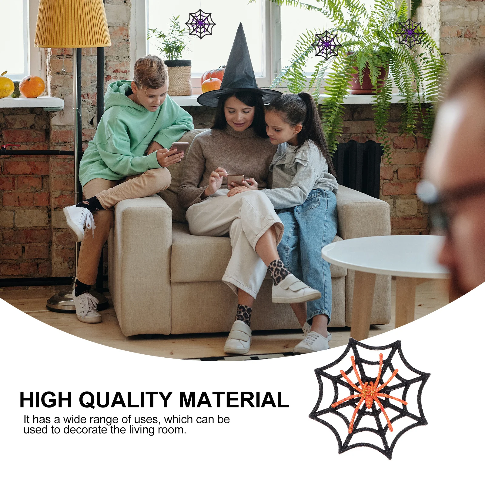 

12Pcs Glitter Spider Webs Halloween Cobwebs Exquisite Craftsmanship Realistic Spiders Party Supplies Halloween Cobwebs