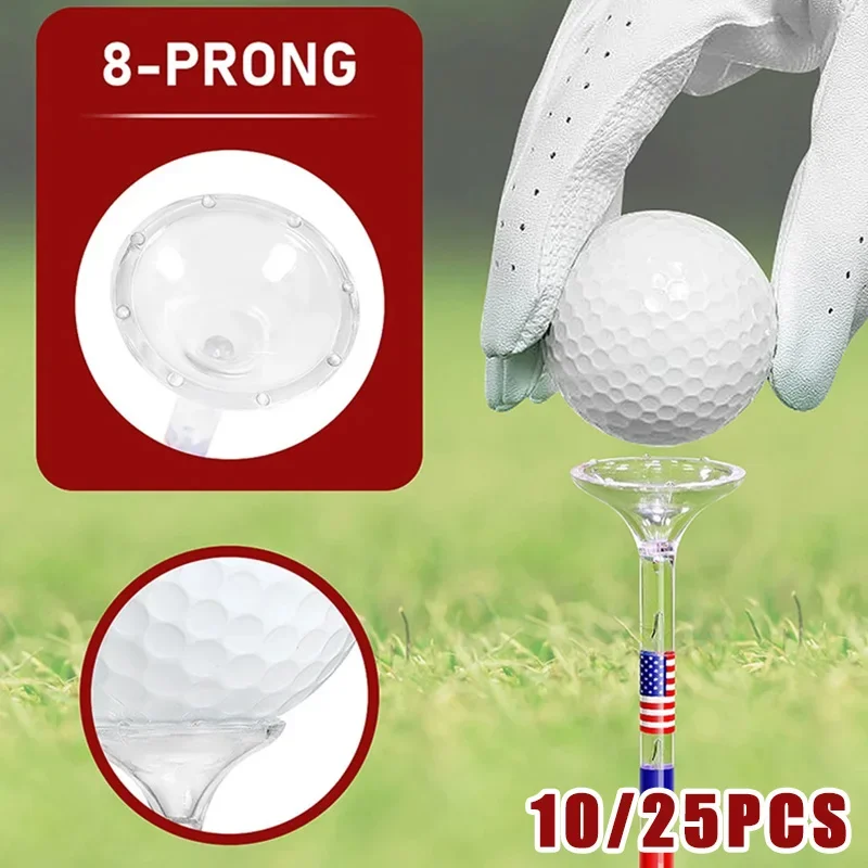 10pcs Golf Ball Holder Reduce Friction and Side Spin Transparent Plastic Golf Tees Reusable Anti-Slip Big Cup Golf Training Aids
