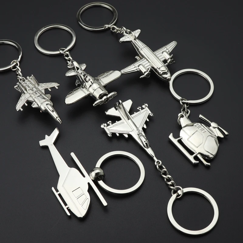 Xun Xin Airline Mini Metal 3D Bomber Keychain For Travel Souvenir Gift Silver AirPlane Model Key Chain