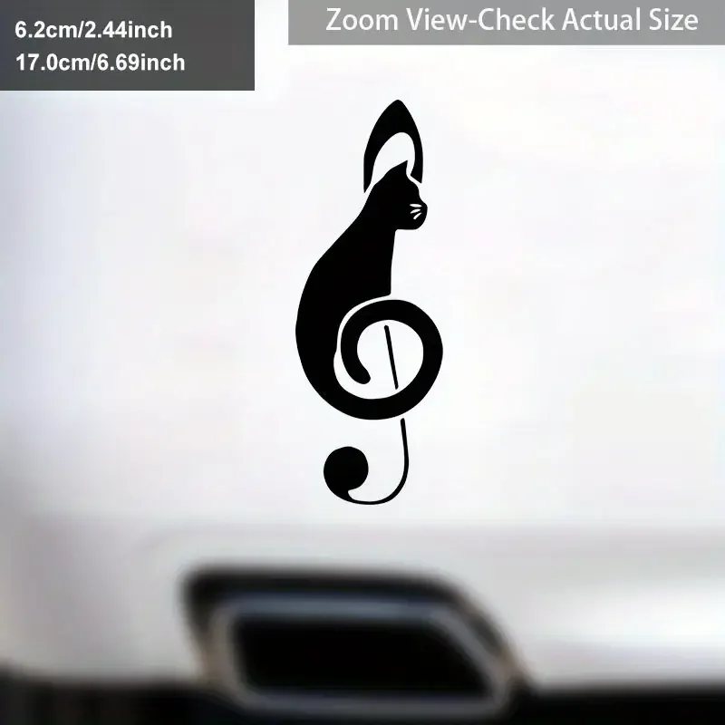 Vinyl-Aufkleber mit Musiknoten und Katze – selbstklebend, Motorradaufkleber, lustige Wanddekoration für Waschraum, Veranda, Wohnzimmer, Schlafzimmer, Büro