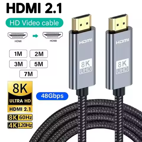 HDMI 2.1 Adapter Cable For TV Box Monitor PS4 Laptop Video Cord High Speed HDR UHD 8K 60HZ 4K 120HZ 1M 2M 3M 5M 7M Video Cable