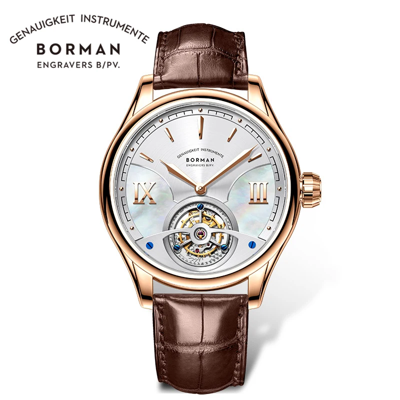 BORMAN Top Brand Flying Tourbillon Orologi da uomo a carica manuale Orologio meccanico Vetro zaffiro Orologi impermeabili 50M