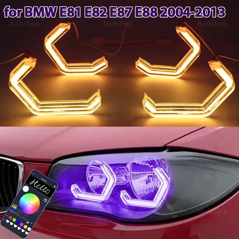 

Для BMW серии 1 E81 E82 E87 E88 2004-2013 RGB M4 стиль Управление приложением Светодиодная кольцевая лампа «ангельские глазки» Цветные ходовые огни DRL