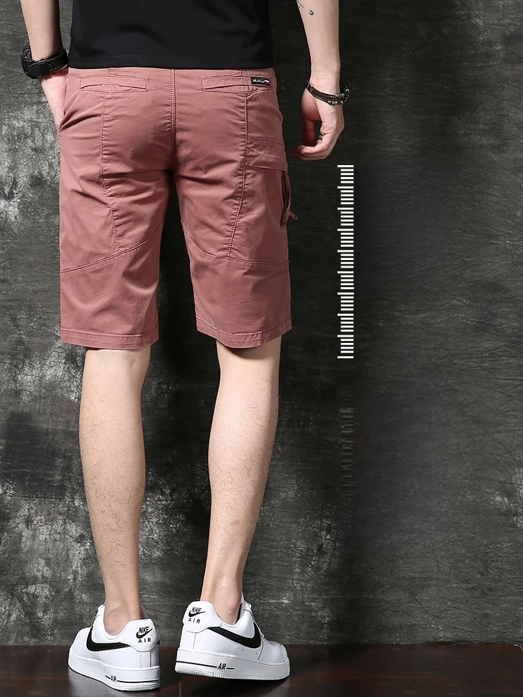 American Sle rétro vêtements de travail orts hommes été nouveau Faion coupe ajustée décontracté cinq points pantalon jeune énergie coton mélange