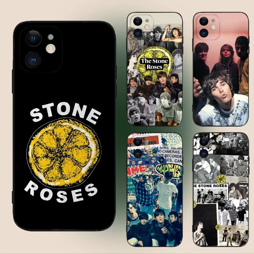 Band The S-Stone  R-RosesS Phone Case For iPhone 16,15,14,13,12,11,Plus,Pro Max,XS,X,XR,SE,Mini,8,7 Soft Silicone Black Cover