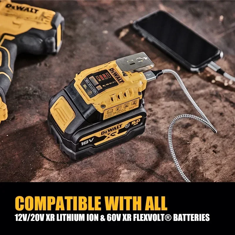 Imagem -03 - Dewalt Usb Power Delivery Charger Dcb094 20v Max Lithium Ion Dewalt Acessórios Ferramenta Elétrica Usb-c Port Dcb094k 18v xr