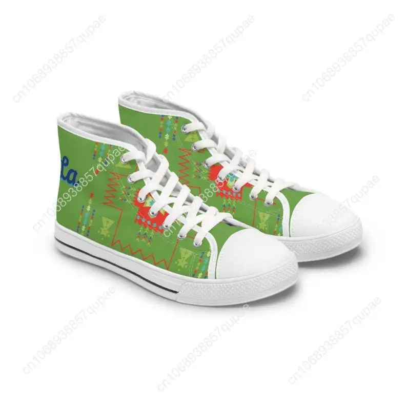 First Nations CommaLa Women's High Top Sneakers Indigenous Art Kamala Novelty Style Shoes Native Design brat green footwear