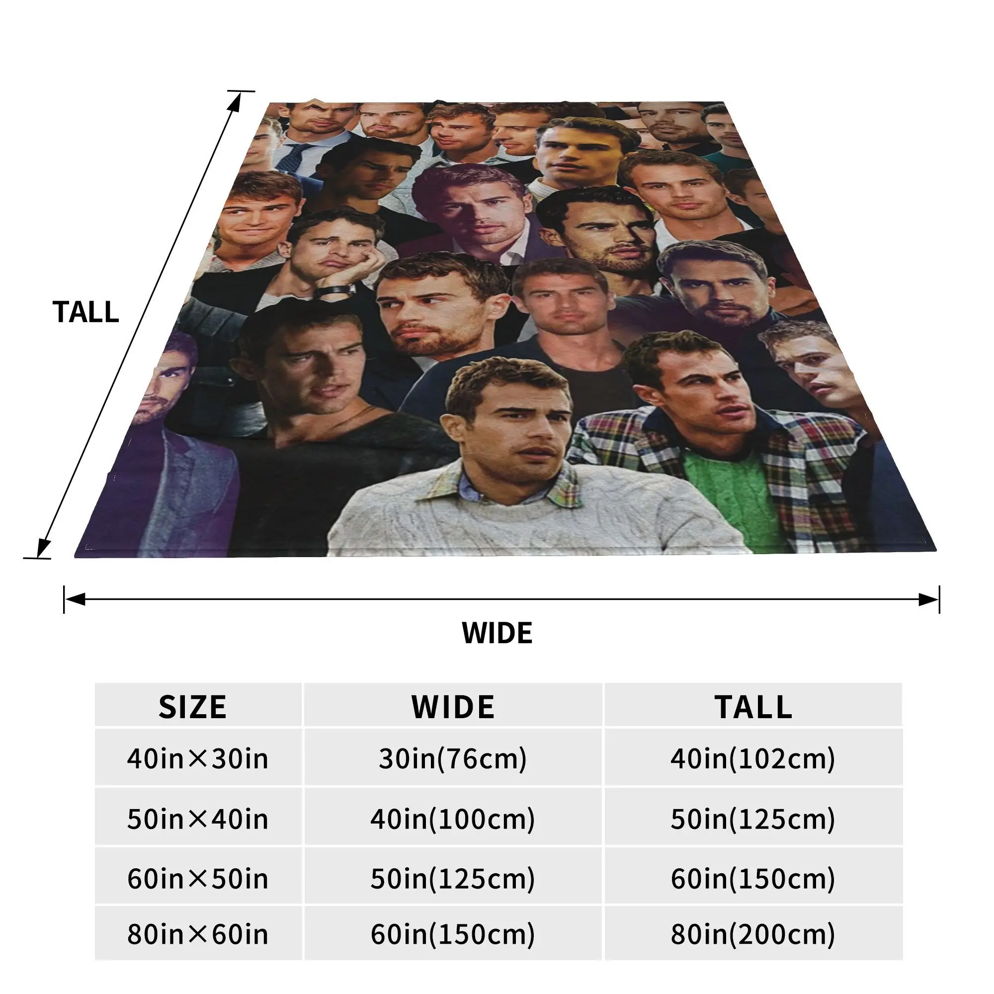 Theo James Photo Collage Blankets Soft Warm Flannel Throw Blanket Cover for Bed Living room Picnic Travel Home Sofa
