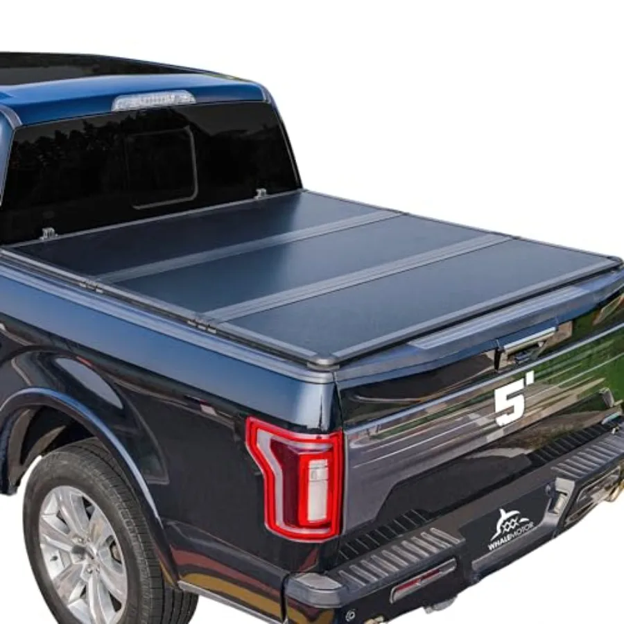 

Hard Folding Truck Bed Tonneau Cover for Tacoma 2016-2025 5 ft Short Box w/or w/o Deck Rail System Tri Fold Style Black Durabl