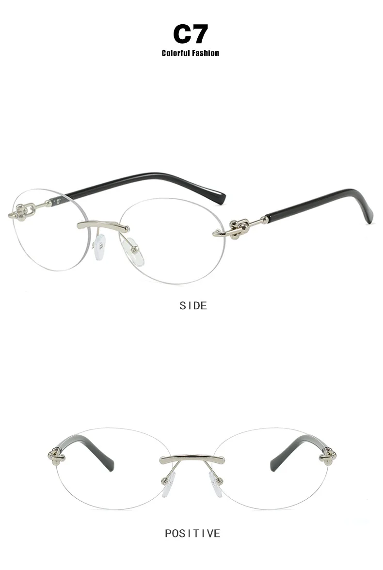 Ovale Rahmenlose Luxuriöse Modische Sonnenbrille Neue Personalisierte Lässige Damen-Sonnenbrille Outdoor-Reise Hochwertige Herren-Sonnenbrille – Detail 14
