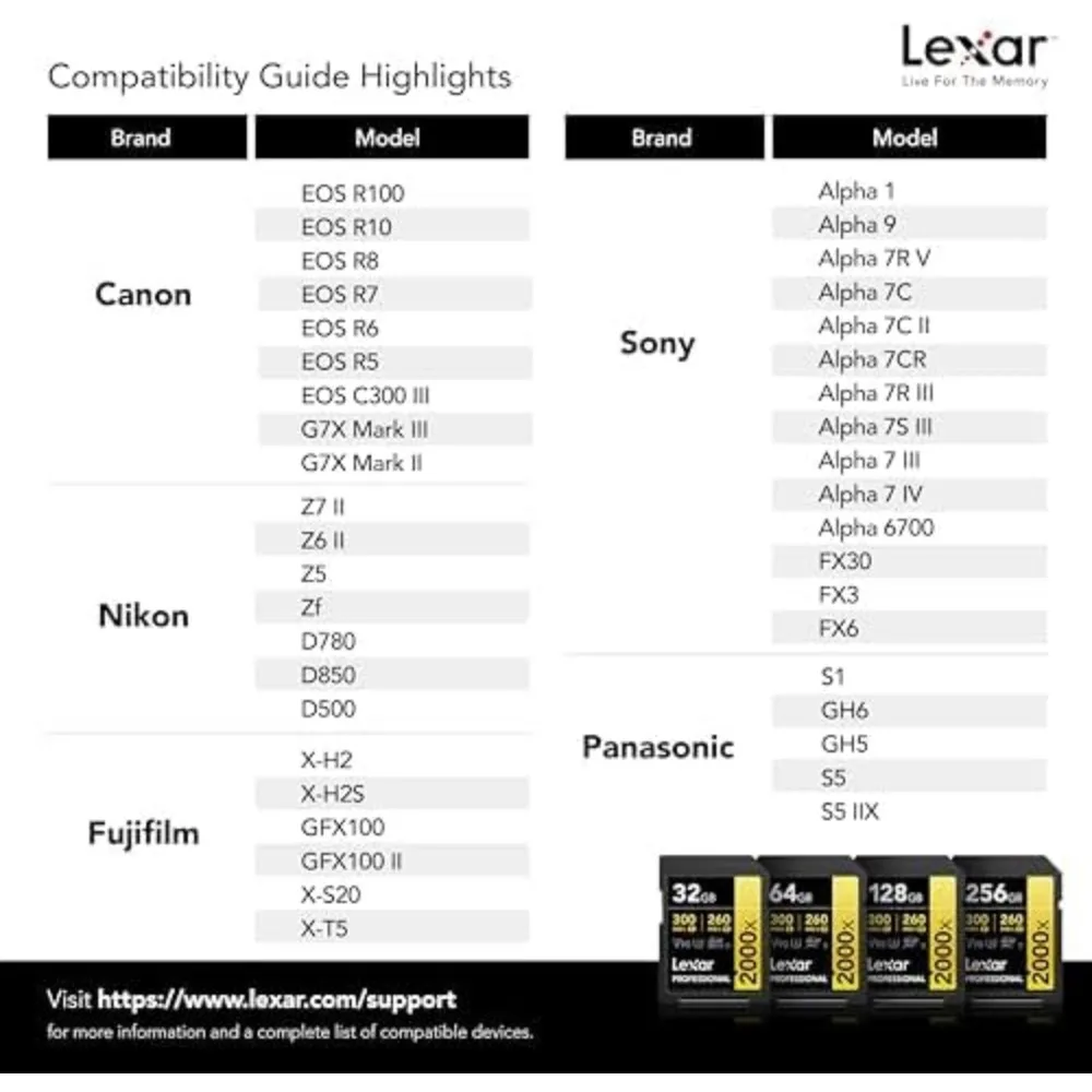 256GB Professional SD Card, UHS-II, C10, U3, V90, HD & 8K, Up to 300MB/s Read Speed, Compatible with DSLR and Video Cameras - view 6