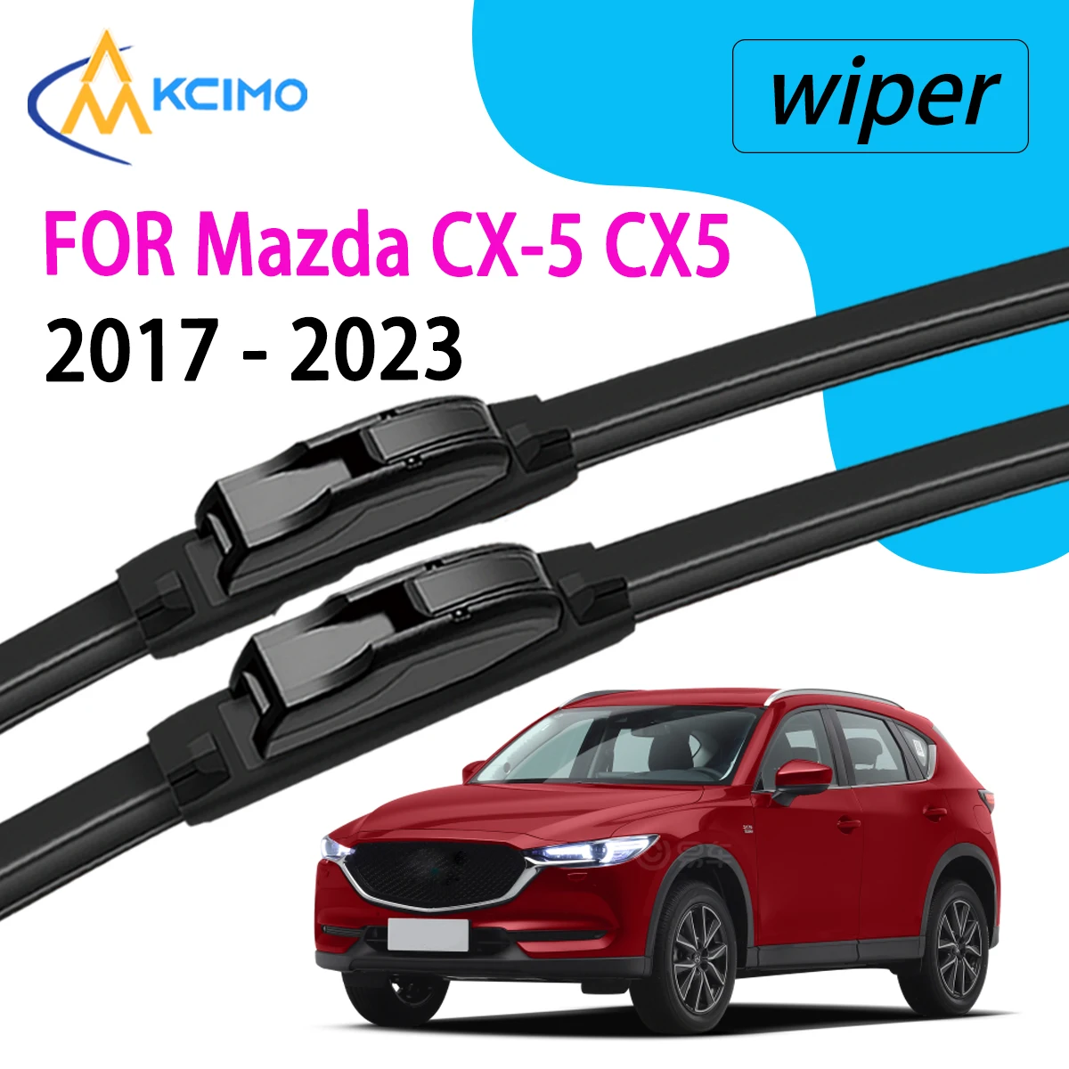 

All-Season Front Windshield Wiper Blade Set, Perfect Fit for Mazda CX-5 CX5 CX 5 2017 - 2023, Streak-Free & Easy to Install