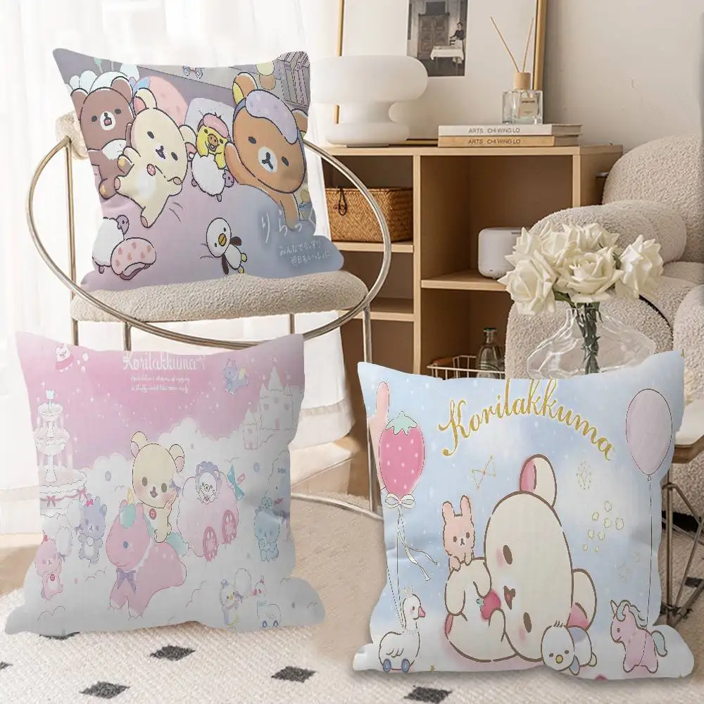 Popular Cute R-rilakkumas bear Cushion Cover Polyester Sofa Cushions Decorative Throw Pillows Home Decoration Pillowcover