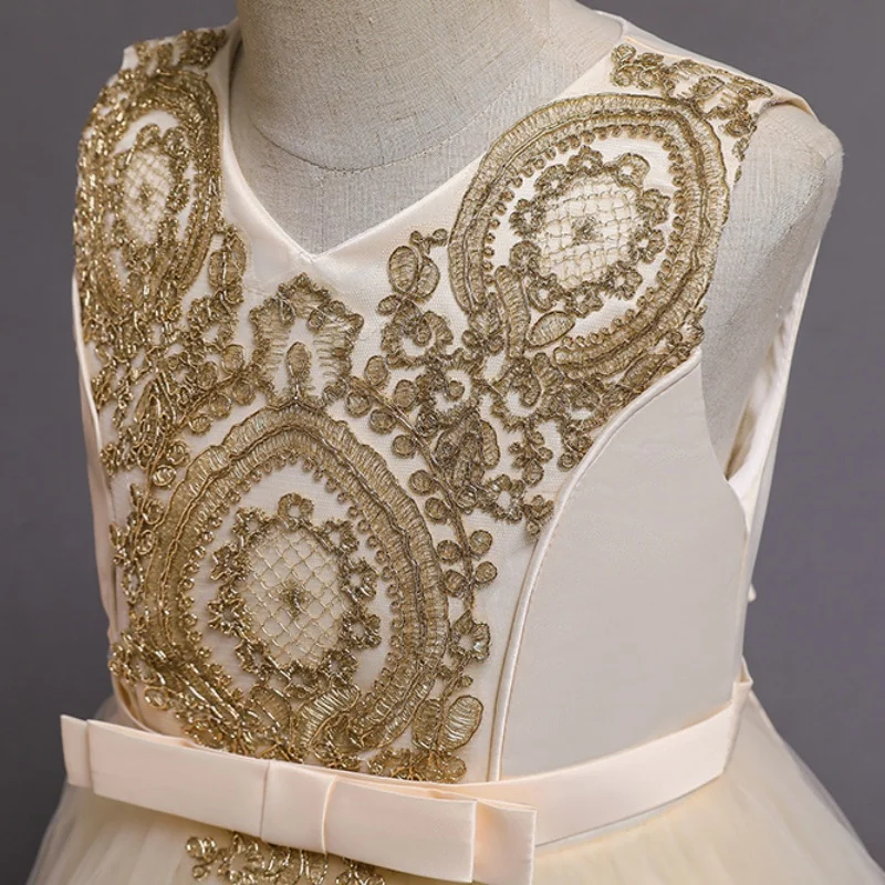 Girl New Elegant Luxury Party Dresses For Wedding Ceremony Dress Communion 3 6 7 10 12 Years Girls Kids Long Frock Kids Clothes