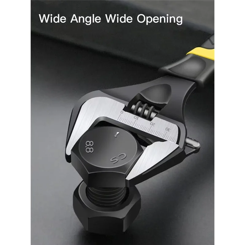 

A19F-Short Handle Wrench,Big Opening Ratchet Wheel Adjustable Bathroom Wrench,For Maintaining Bathroom Piping Facilitie