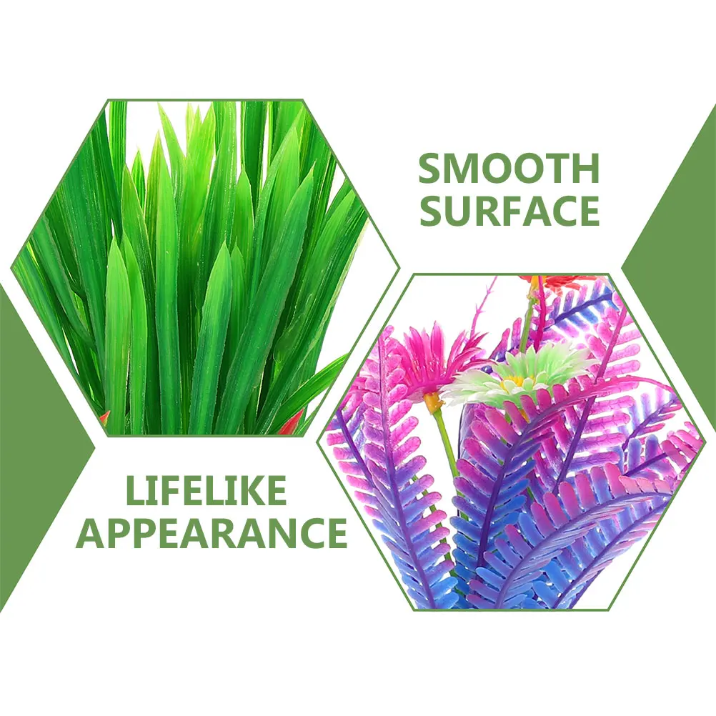 

8 Pcs Fake Aquatic Plants Water Decoration Set Fish Tank Grass Plastic Accessories