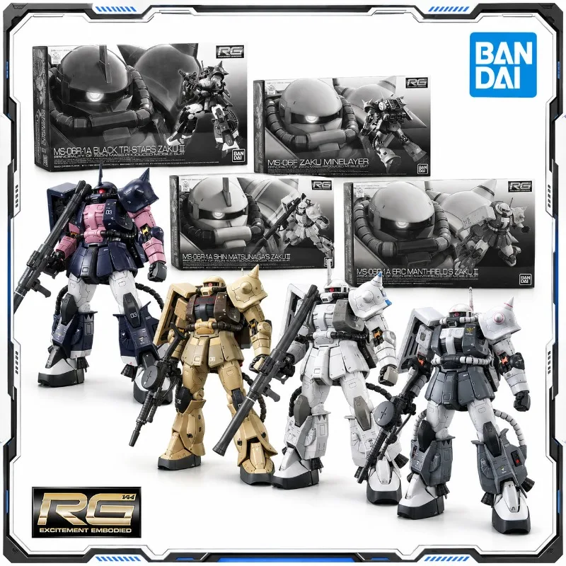 Bandai Original PB RG 1/144 Zaku II Black Tri Stars Shin Matsunaga Minelayer Eric Anime Robot Model Kit Action Figures Toys Gift