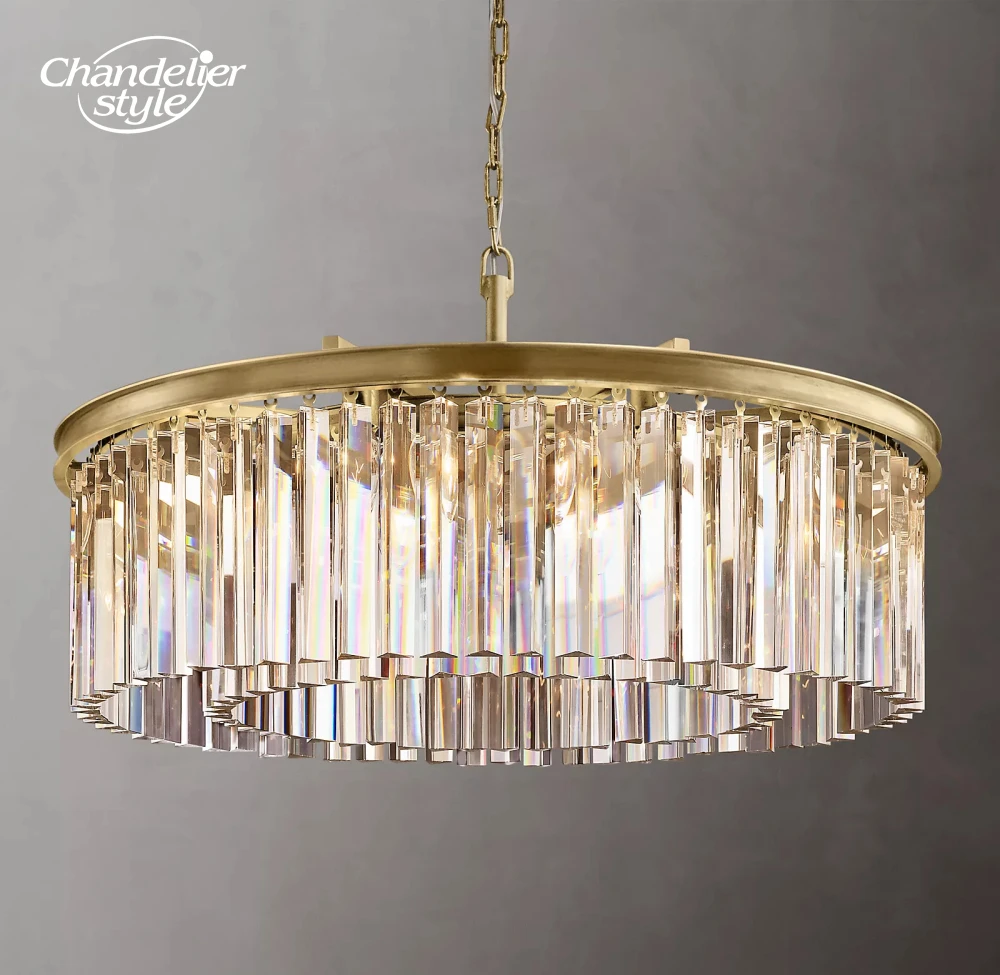 Modern Crystal Chandelier LED 1920s Odeon Round Chandeliers Lighting Living Room Bedroom Dining Room Hanging Lamps Lustre