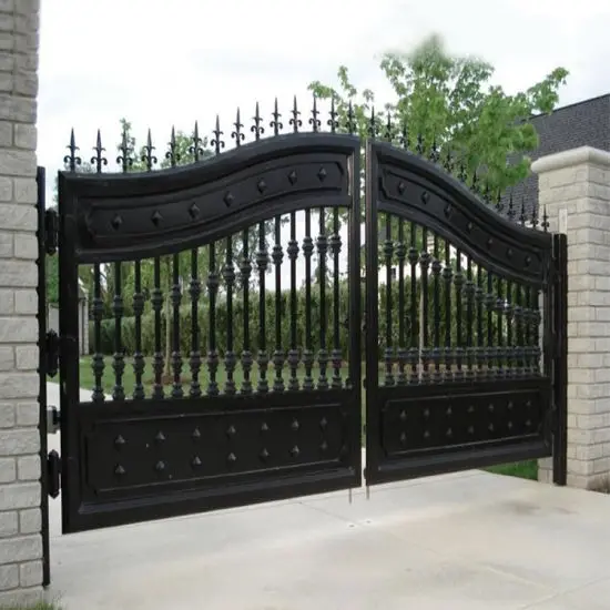 Customization Grill Gate Design Exterior Front Entry Doors Steel Main Driveway Gate Estate Wrought Iron Gate