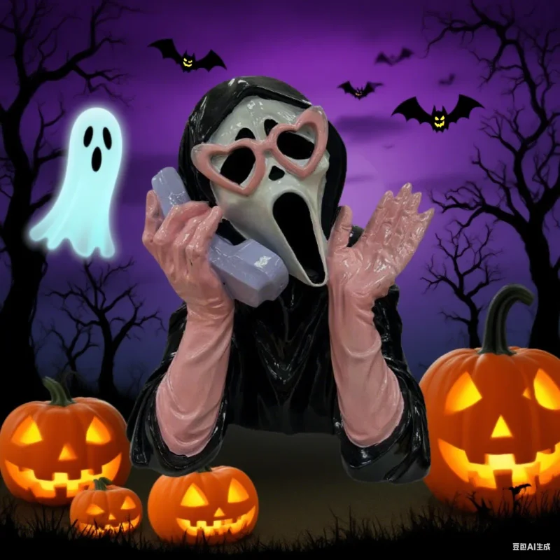 

Creative Halloween Ornament Resin Screaming Girl Telephone Ghost Statue Decor Halloween Party Game Room Setting Prop Supplies