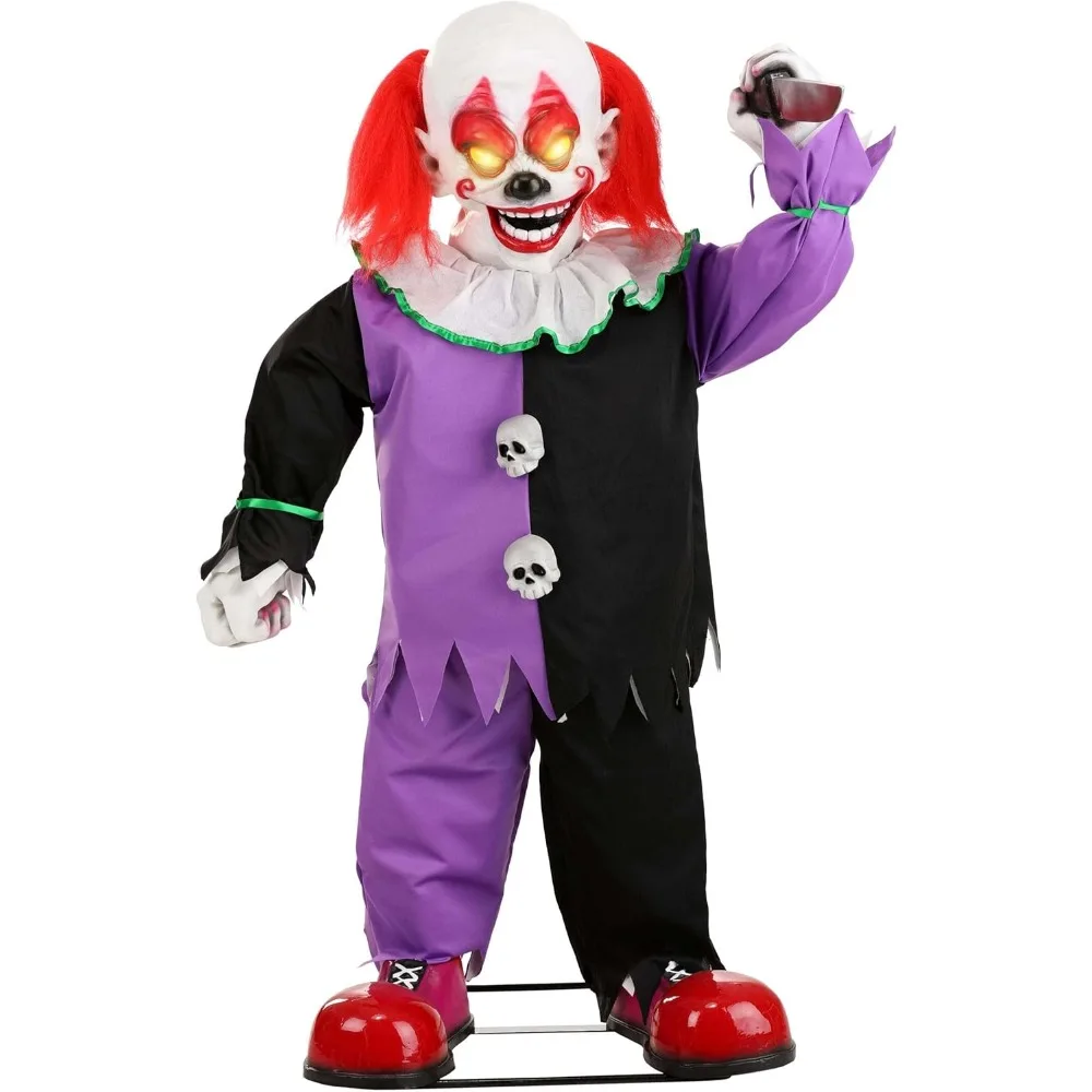 

Halloween Decoration Fun Costumes Little Killer Clown with Knife,Lifelike Step-pad Activated Clown Halloween Decoration