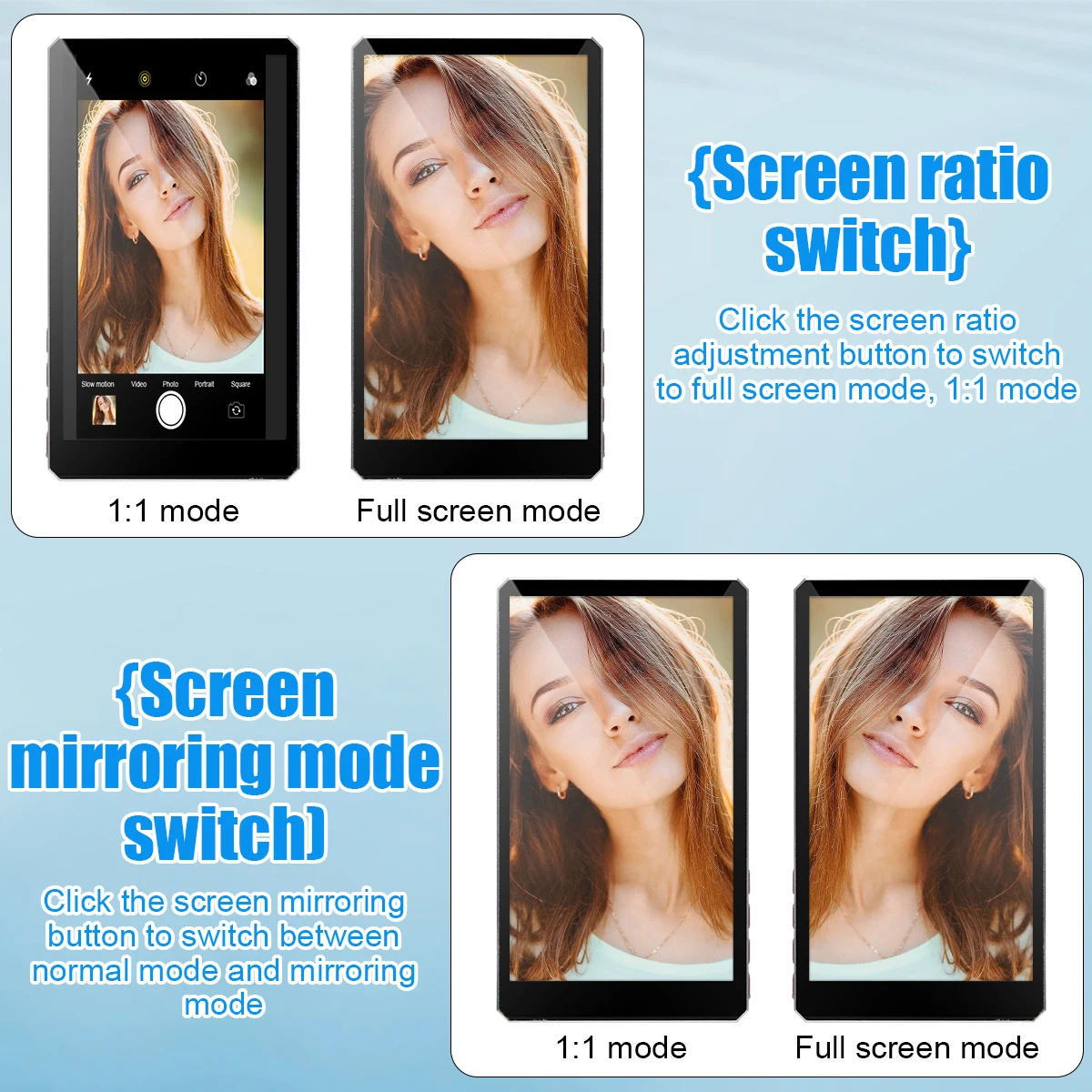 شاشة سيلفي مغناطيسية متنقلة لاسلكية لمدونة الفيديو تستخدم كاميرا خلفية للهاتف لمدونة سيلفي أو متوافقة مع البث المباشر. (مع مكبر الصوت))