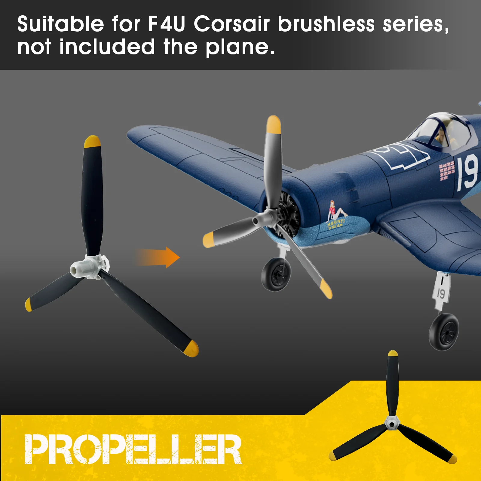 3 Pcs 3-Blade Propellers, Compatible with VOLANTEXRC Brushless 500mm F4U Corsair RC Plane, Spare  Accessories Parts Kits