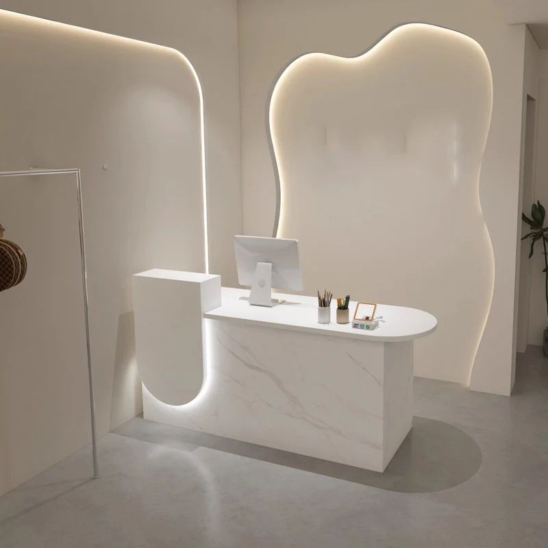 

Современные европейские ресепшн-стойки из изогнутого дерева, минималистичный дизайн, мебель для офиса и зон ожидания