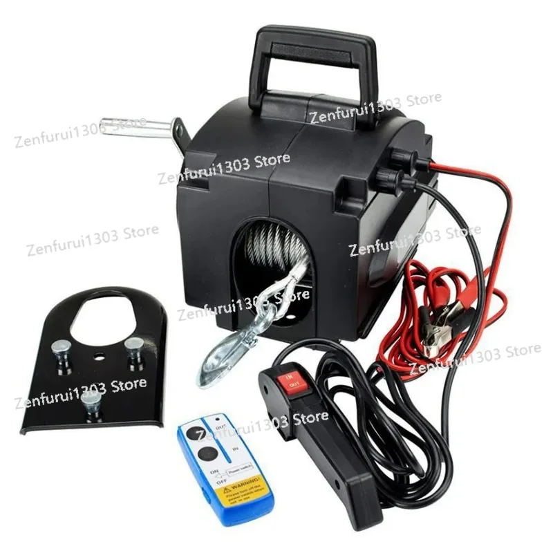 

Electric Winch 3500lbs Portable Yacht Electric Trailer Winch Small Crane Tractor Portable Wireless Remote Control Power Winch