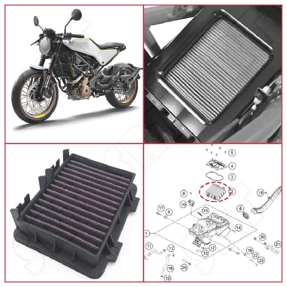 

Fits for Husqvarna 401 Vitpilen Svartpilen ABS 2018-2024 Motorcycle Air Filter Engine Intake Filter Replacement Element