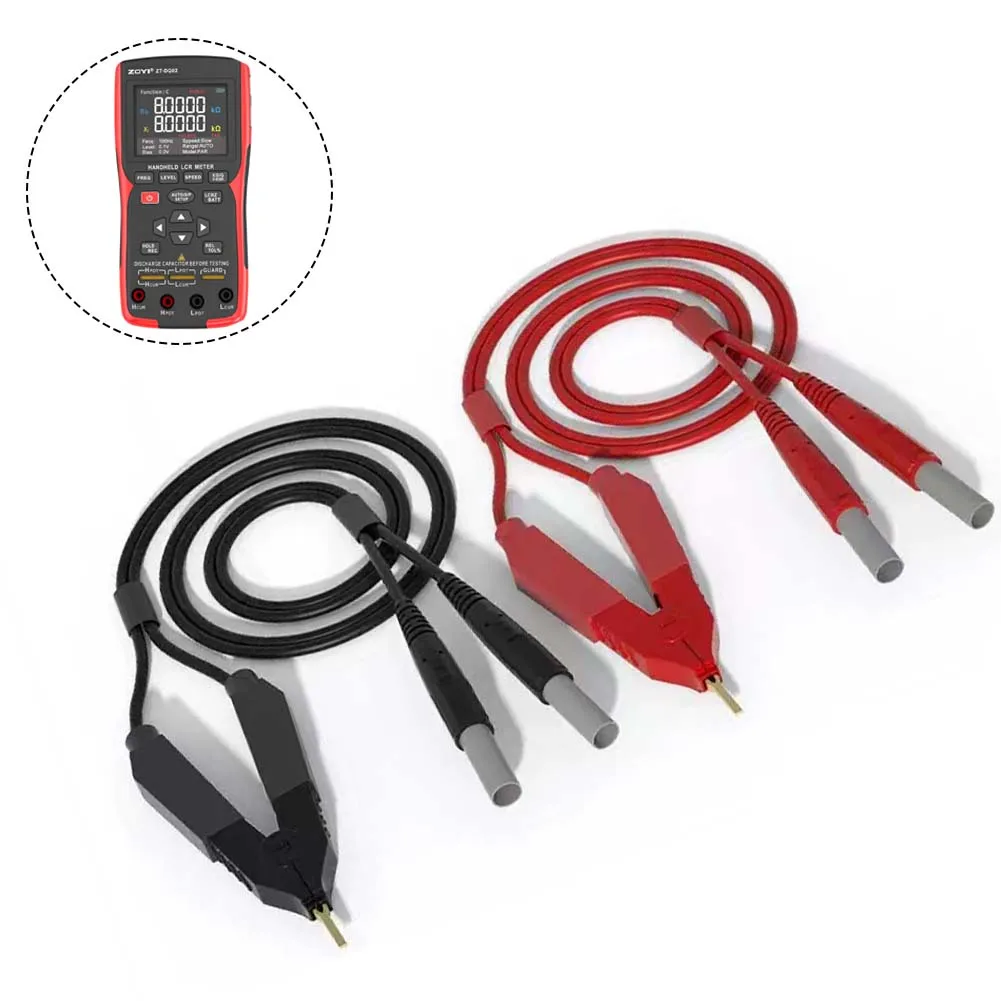For Zoyi DQ012 Kelvin Test Lcr Lead Bottom Resistance 4-wire 4mm Safety Banana Plug Kelvin Clip Orichalum Plating Kelvin Probes