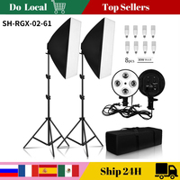 50x70Photography Softbox Studio Photo Lighting Kit Soft Box Continuous Light System For Camera With 5500K E27 Photographic Bulb