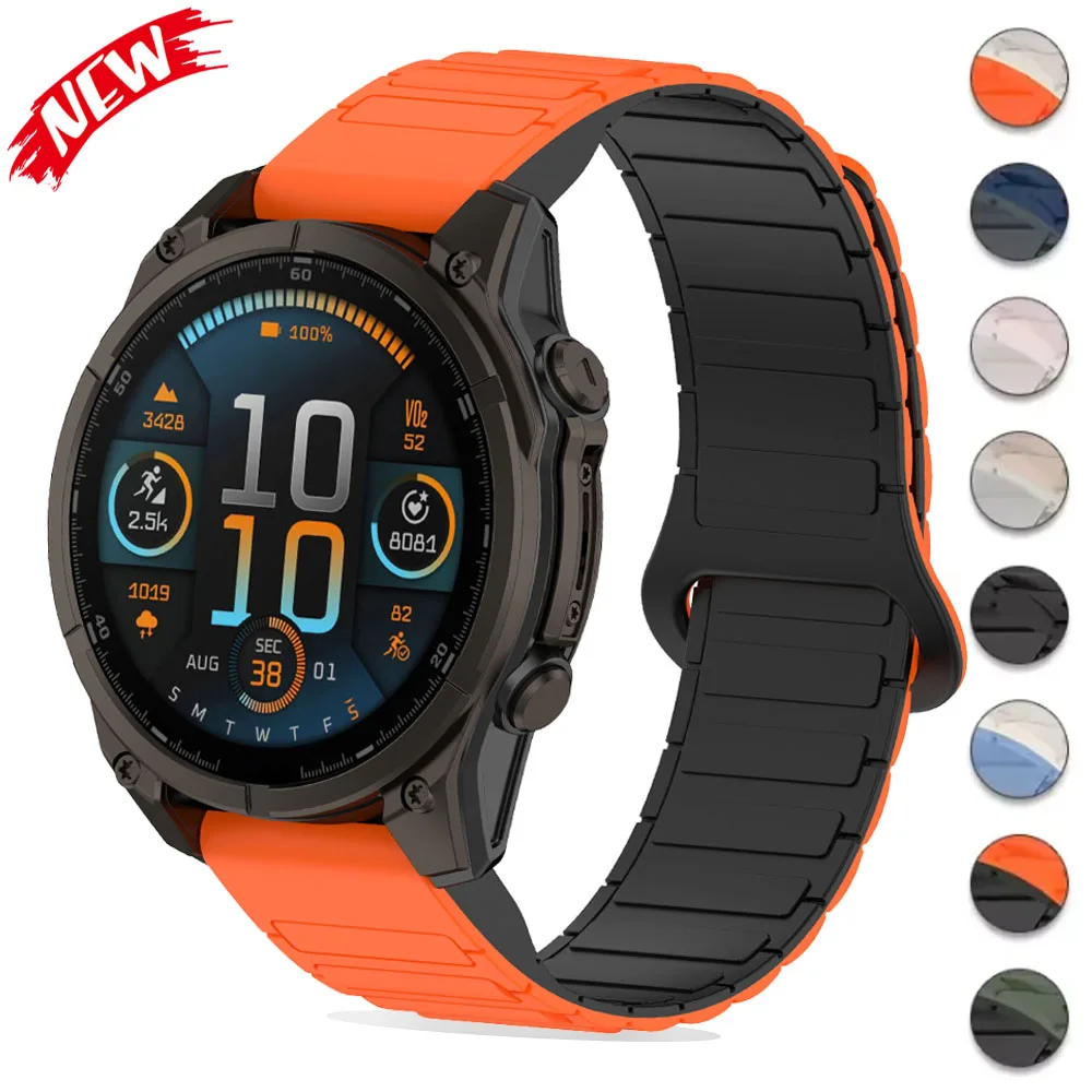 20/22/26mm Silikonarmband für Garmin Fenix 8 7X 7S Zweifarbiges Sport-Magnetband für Fenix 5X 5S Plus Schnell Verstellbares Armband