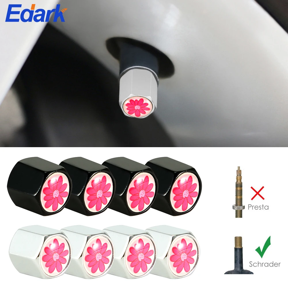 4Pcs/Set Little Safflower Logo Emblem Tire Stem Caps Tyre Accessories Valve Caps Car Styling for Jaguar MINI Land Rover Auto Car