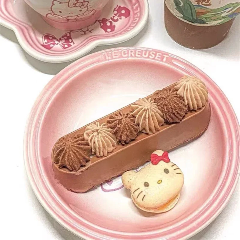 Sanrio Kawaii Hello Kitty Plate Cartoon Creative Shape Fruit Snack Plate Ceramic Household Food Vegetable Plate Cute Tableware