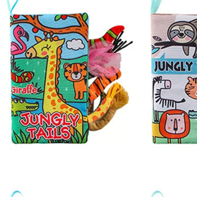 

Soft Baby Book Animal Tails Toy Touch And Feel Crinkle Cloth Book Infant Toy With Non-Toxic Fabrics, Baby Shower Gift