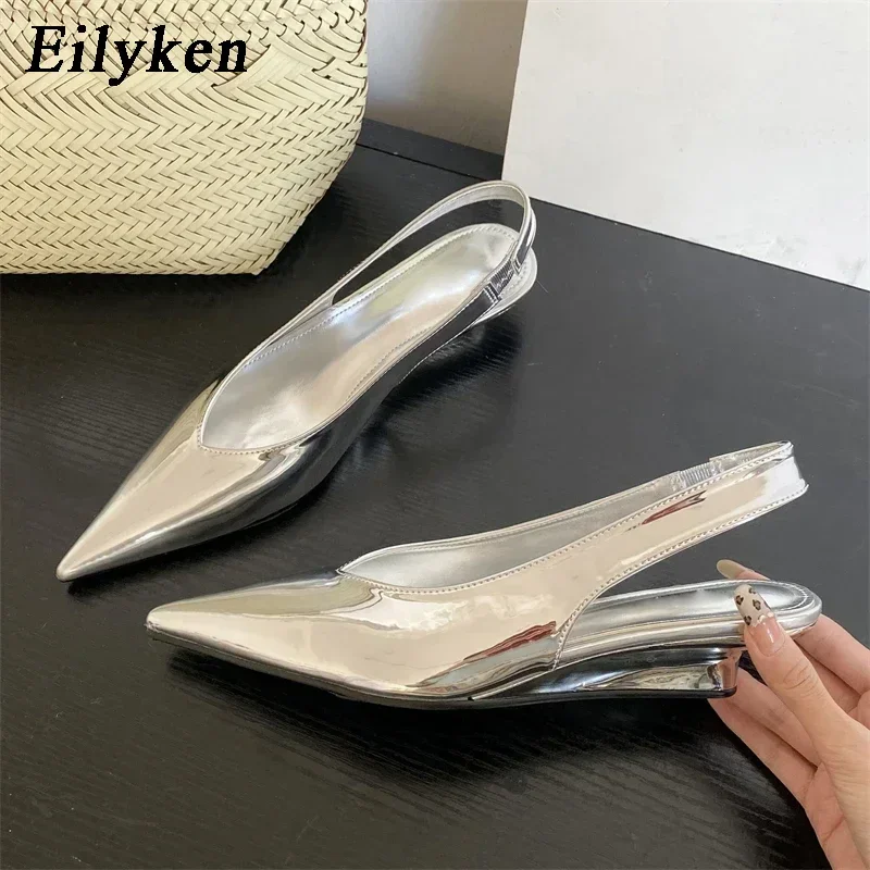 Eilyken High Quality Patent Leather Pointed Toe Women Pumps Elegant Low Heels Sandals Fashion  Casual Dress Shoes