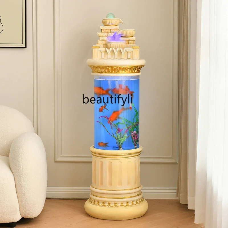 FG40European floor-to-ceiling fish tank, living room ornament, interior decoration, crystal beads, home improvement gifts