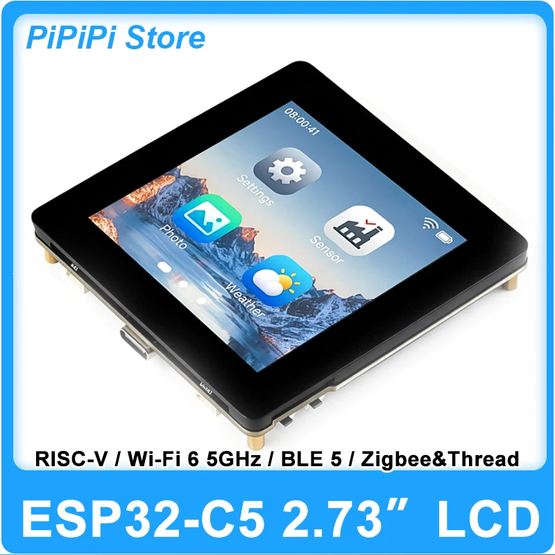 Waveshare ESP32-C5 WIFI6 5GHz Development Board 2.73inch LCD BLE5 Zigbee Thread QMI8658 6-axis IMU RTC  8MB PSRAM 32MB Flash